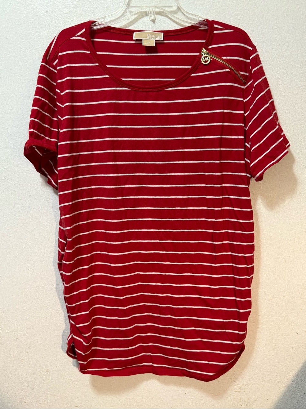 MICHAEL Michael Kors Red and White Striped Women's Top 3X